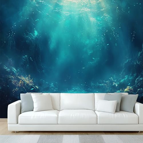 Générique Papier Peint Panoramique Sous-Marin, Papier Peint Sous l'eau Bleu Océan, Fresque Murale, Decoration Chambre Salon, 310 x 250 cm &WQET