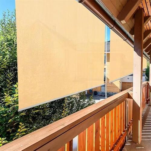 Beige Outdoor-Rollos – wasserdichte Jalousien für Pergola, UV-Schutz, Wärmedämmung, Sonnenrollo für Terrasse, Balkon, Garten – B 238 x L 240 cm