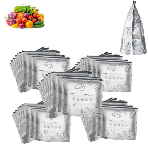 UCK-KIT Borse di Conservazione Sigillabili in Alluminio in Alluminio, Sacchetti per Custodie per Alimenti per Alimenti, Stoccaggio degli Alimenti con Cerniera,50pcs,M