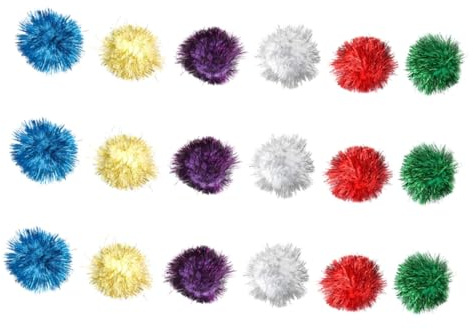 TOBBOMEY 18 pcs Boules à Paillettes pour Chat Jouets Interactifs Résistants pour Chat Sets de Jouets pour Animaux de Compagnie Couleur Aléatoire Couleur Aléatoire