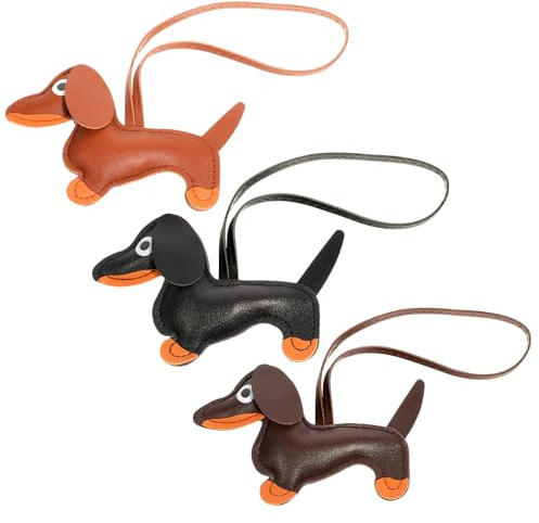 Quilax 3 Stück Dackel Anhänger,Key Charms Hund,Glücksbringer Anhänger,Interessant Dackel Key Chain,Lustig Bag Charms,Geschenke für Frauen Männer