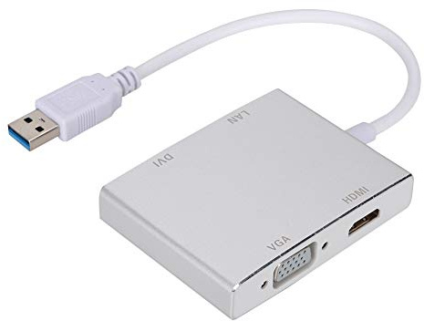 Daodeduowe Adattatore convertitore da USB 3.0 a VGA/HDMI/LAN/DVI, adattatore HDMI multifunzionale in lega di alluminio, risoluzione 1080P a doppia uscita con Plug and Play per monitor PC