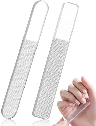 SOVYTH 2 Stück Nagelfeile Glas, Polierfeile Fingernägel Nano Nagelglanz Glasfeile für Nägel, Upgraded Nagelpolierer für Naturnägel mit Etui
