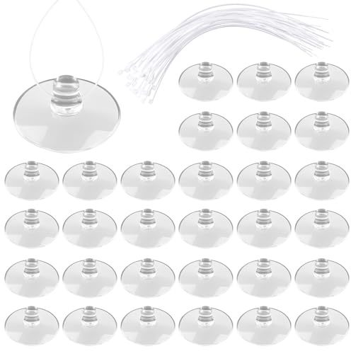 30 Pcs Aquarium Suction Cups with 30 Pcs Adjustable Zip Ties Set, Clear Fish Tank Suction Cups Without Hooks, Small Suction Cups for Aquarium Fish Tank Decoration Moss Shrimp Nest Reptile Hammocks
