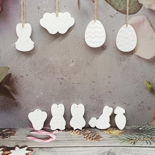 9 stampi in silicone per Pasqua, ciondolo a forma di coniglio in silicone, stampi per colata di Pasqua, coniglietto pasquale, uova di Pasqua, gesso per versare lepre, stampi in silicone, primavera per