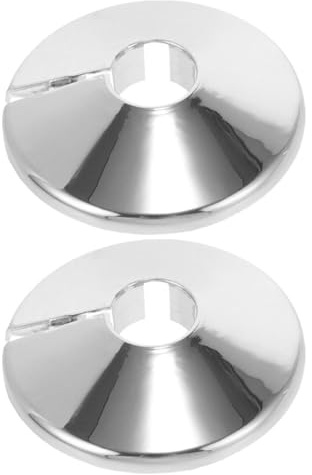 Copertura Tubo da Parete Rotonda Argento 2 Pezzi per Ø12-15 Mm | Pvc Lega, per Tubi Acqua e Riscaldamento, Uffici e Centri Commerciali, Design Elegante