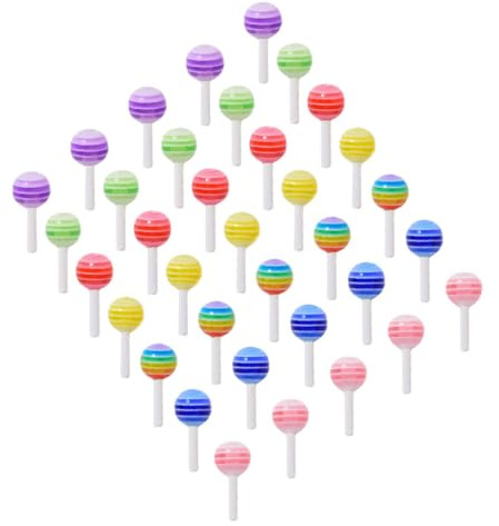 MAGICLULU 50 Adornos de Uñas 3d de Resina en Forma de Piruleta, Decoración DIY para Manicura, Colores Surtidos, Paquete de 10 Bolsas (50 Piezas) para Arte de Uñas Acrílicas Color Aleatorio
