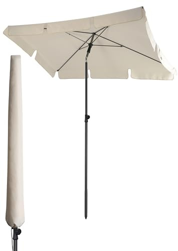 4smile Sonnenschirm Balkon 200 × 125 cm, Beige | Sonnenschirm rechteckig mit Schutzhülle, Sonnenschutz Balkon mit UV 50+, Balkonschirm, knickbar und höhenverstellbar