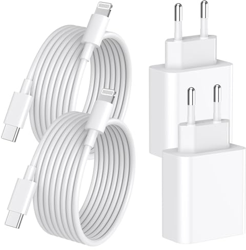 [Apple MFi Certifié] Chargeur Rapide iPhone 14 13 12 11 Pro Max | 4-Pack Chargeur Mural USB C PD 20W avec Câble de Charge Rapide USB C vers Lightning de 2M avec iPhone 14 13 12 11 XS XR X 8 7