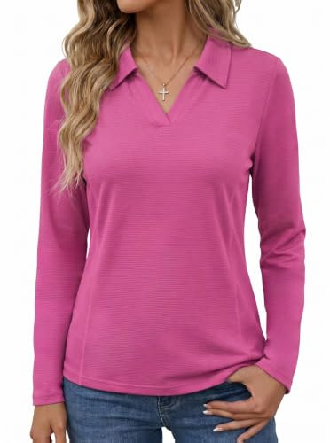 PINSPARK Polo Femme UPF 50+ Léger Respirant Rouge Fuchsia Taille L