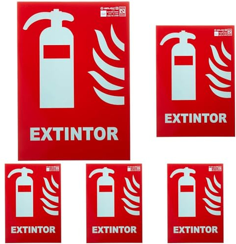 Astlight INC4065.GFJ - Señal de extintor fotoluminiscente multicolor (Paquete de 5)