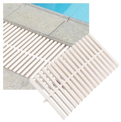 WEKONUMEX Rejilla De Desbordamiento Empalmable De Drenaje De Piscina De PP, Blanco, 18-30x100cm, Paquete De 2-20(8pcs,25 * 100cm)