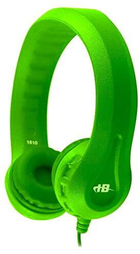 HamiltonBuhl Flex‑Phones Kids Foam Headphones – Durable EVA Foam, Volume‑Limited 85 dB, Chew‑Resistant Dura‑Cord, Safe BPA‑Free Design for Classroom Use – Green