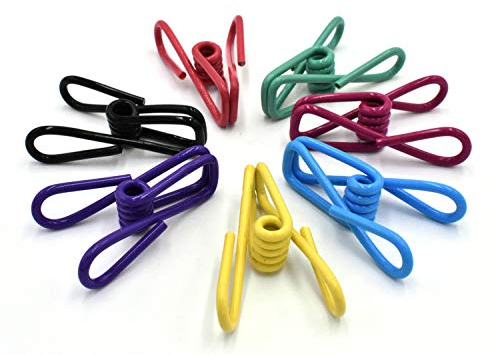 30pcs Pack Metal Clothespins Clips - Multi-Purpose Colored Utility Steel Wire Clips Pegs Holders in Basket Bin for Clothes Line, Kitchen Bag Sealing