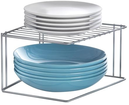 Metaltex 364001000 Boxe Eckschrankeinsatz 1-Etg. 25x25x15cm Polytherm, silbermetallic, Silber