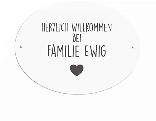 Türschild personalisiert mit Namen der Familie I Motiv “Ewig” für die Haustür mit Gravur I ideal als Geschenk für besondere Anlässe: Einweihung, Richtfest, Einzug, Hochzeit, Geburtstag