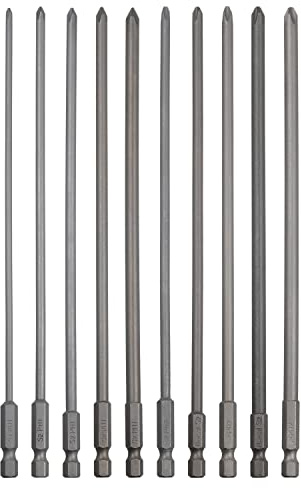 Rocaris 10 Pack Extra Long Phillips Screwdriver Bit Sets, 1/4 Inch Hex Shank Magnetic Screwdriver Bits Cross Head S2, 8 Inch