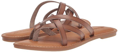 Amazon Essentials Sandales plates à lanières pour femme, marron champignon, pointure 9 large