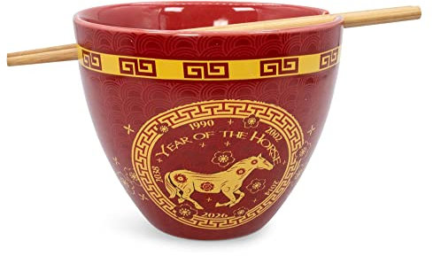 Boom Trendz Year of The Horse Chinese Zodiac 16-Ounce Ramen Bowl and Chopstick Set