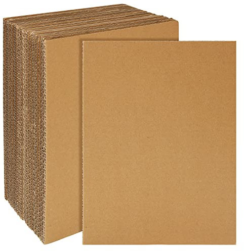 AKOLAFE 40 Pezzi Di Cartone Ondulato A4, Rigido 4mm, Marrone Kraft, Carta Riciclata, Liscia, Artigianale, Per Regali (210 x 297mm)