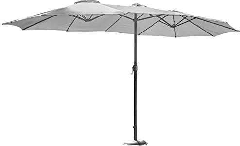 Harrier Ombrellone A Doppio Braccio 4.6m - Ombrellone Con Telo E Base Opzionali | Parasole Bianco,Nero E Grigio | Grande Ombrellone (Solo Ombrellone, Grigio)