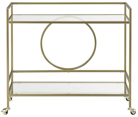 Serveringsvagn Guld Metall Glas 75 x 45 cm Glamour Med hjul Öppen Förvaring Vardagsrum