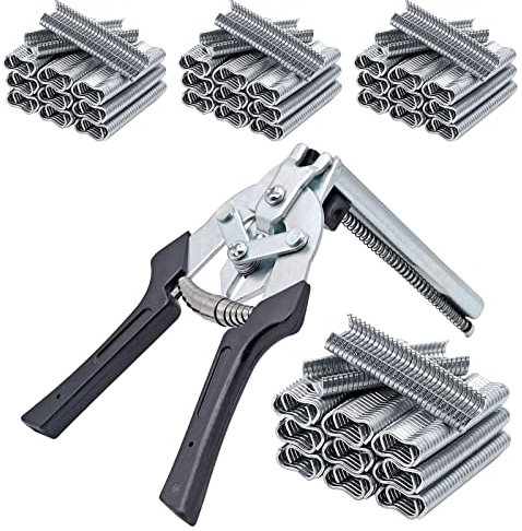 MINYULUA Typ M Schweine-Nagelringzangen-Set mit 2400 Stück M-Clips, Handwerkzeuge, Klemme, Drahtkäfig-Befestigungszange für Zaunbefestigung, Polstermontage, Tierkäfige