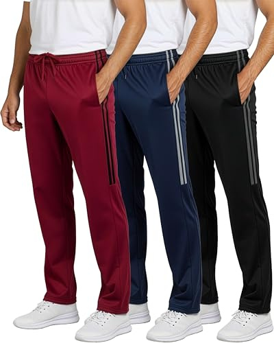 Real Essentials 3 Pack: Men’s Sweatpants – Athletic Track Pants with Pockets | Workout, Running & Lounge Pants for Men-Set 6,L