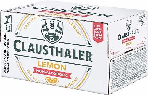 Clausthaler Lemon Alcohol Free Beer - Case 24 x 330ml, <0.5% Bottles | Citrus Fruit Lager | Vegan, Low Calorie (Packaging may vary) | Citrus Fruit Lager, Vegan, Low Calorie