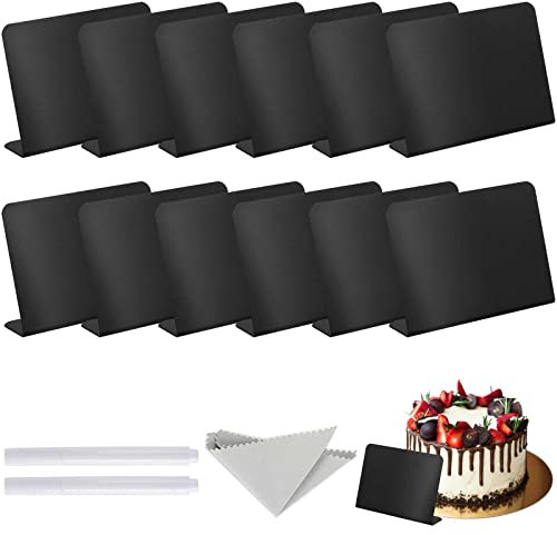 JULBEAR Buffet Schilder, 12 Stück Mini Kreidetafel Schilder 7.7x10 cm Kunststoff Kreidetafeln zum Beschriften Preisschilder Mini Kreidetafel Set für Buffet Hochzeit Café Party Bäckerei