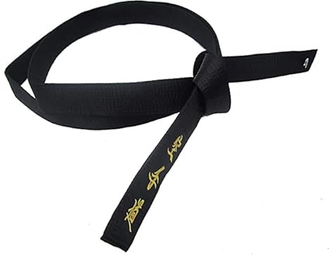 Black Belt Satin (Matsumoto) with Embroidery in Japanese 320cm for Men/Women Karate, Kickboxing, Shotokan, Shito-Ryu, Goju Ryu, All Styles of Martial Arts Karate Black Belt Shihan Master Kempo