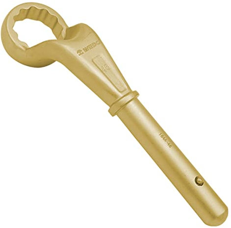 WEDO Funkenfrei Schlag-Ringschlüssel gekröpft, 1 Stück, Explosionsgeschützter Ring-Schlagschlüssel, funkenfreies werkzeug, DIN Standard BAM/FM Zertifikat, Aluminiumbronze, 75mm Innendurchmesser 3920g