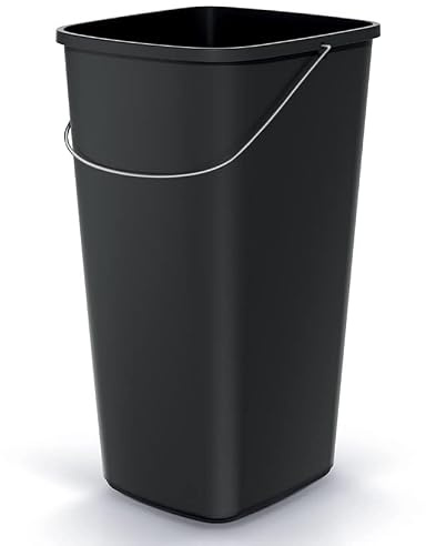 BirnePower Mülleimer Müllbehälter Abfalleimer Biomülleimer mit Deckel Abfallsammler Mülltonne 53 x 29 x 26cm Papierkorb 25L Schwingeimer (Schwarz)