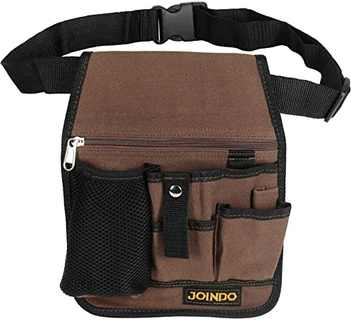 JOINDO Garden Tool Pouch, Garden Tool Belt, Lightweight Tool Pouch with Pockets and Zipper, Utility Belt Canvas Tool Bag with Adjustable Waist Belt, Waist Tool Bag Apron for Women Men