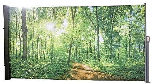 Garden Pleasure Seitenmarkise Motiv Waldlichtung grau 160x300 Markise Seite Balkon Sichtschutz