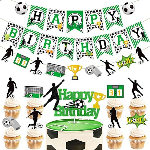 Tortendeko Fussball, Tortenaufleger Fussball Deko, Geburtstag Kinder Fußball Fussball Deko, Torte Kuchendeko Fussball Geburtstag, Fussball Torten Deko Figuren Cake Topper für Junge Geburtstag Party