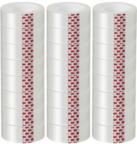 GIBIBU 24 Rolls Transparent Tape Refills, Clear Tape Dispenser Refill Rolls, Glossy Gift Wrap Tapes for Office, School, Home, 3/4 x 800 Inches