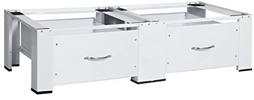 Homgoday Washing Machine and Drying Machine Base with Drawers Washing Machine Base and Dryer Base Frame Dryer with Non-Slip Pads White