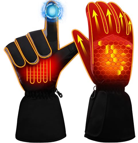 Rabbitroom USB Heated Gloves for Women Electric Touchscreen Waterproof Heated for Raynauds Arthrithis Hand Warmer Rechargeable Winter Ski Work Design Winter Gift for Indoor and Outdoor(Large)