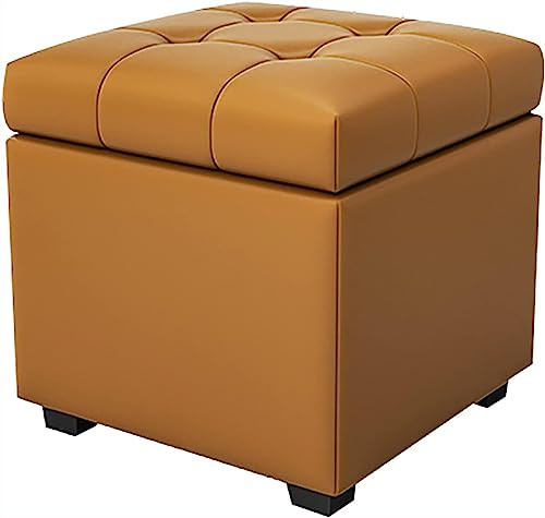 ANDRAX Modern Sitzhocker Prämie Würfel Leder Mit Stauraum Fußstütze Hocker Mit Stauraum Für Lebend Zimmer Schlafzimmer Eingangsbereich Korridor-Braun 40x40x42cm (Braun)
