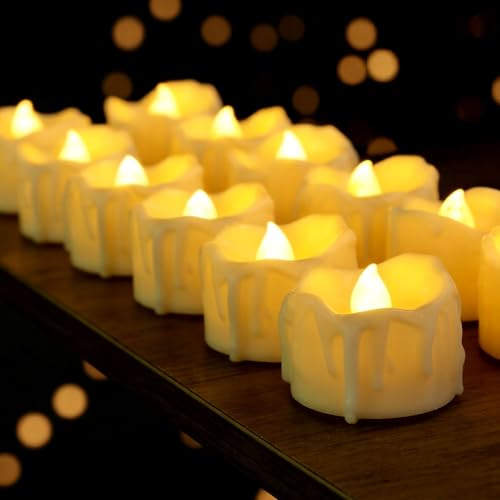 Yakpo 12 Stück Timer-Teelichter, batteriebetrieben, flammenlos, flackernde LED-Timer-Votiv-Teelichter, elektrische künstliche Kerzen, Großpackung für Weihnachten, Halloween, Kürbisdekorationen