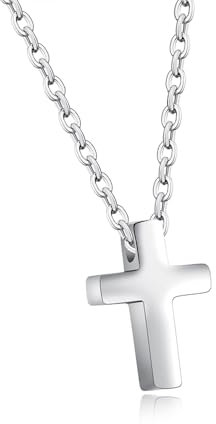Litet korshalsband för kvinnor, barn, silverkedja med litet korshänge, rostfritt stål, halsband, barn, smycken, gåva för flickor, pojkar