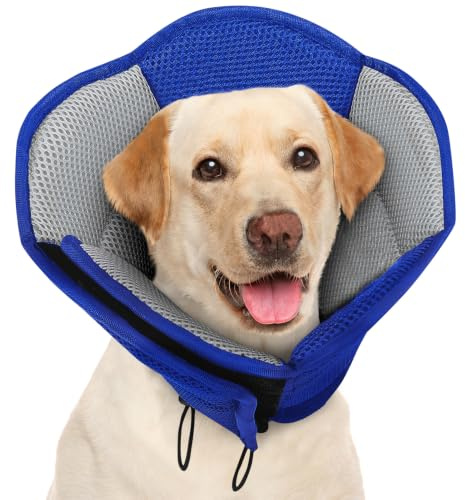 AOFITEE Halskrause Hund Große, Weich Hundekragen Leckschutz für Hunde Nach Op, Verstellbarer Anti Leckschutz Hund Halskrause, Genesungshalsband nach Operationen Vorbeugung von Biss (Blau,XL)