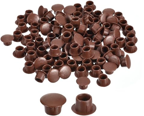 QUARKZMAN 100 Tapones para Agujeros de Tornillo de 8mm (5/16) D Marrón | Tapones de Plástico para Muebles, Armarios