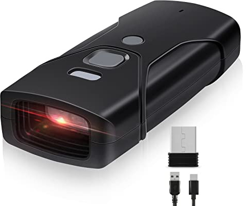 JRHC Bluetooth Barcode Scanner, Mini 2D Portable Wireless Barcode Scanner 3-in-1 Bluetooth und 2.4-G-Barcodeleser