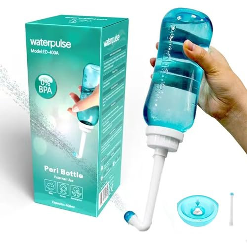 Peri Bouteille pour soins essentiels post-partum et soins périnéaux, bidet portable pour nettoyage du périnée pour les menstruations féminines, lochia, hémorroïdes, 2 buses et léger, 500 ml