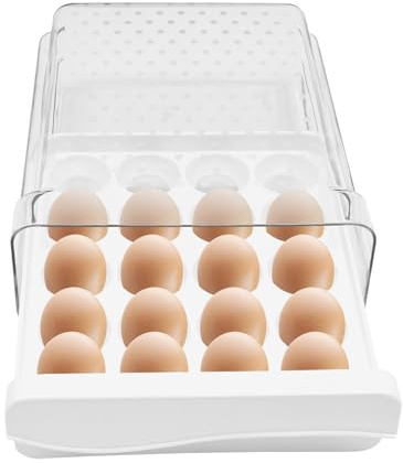 Boîte de rangement pour 20 œufs - Pour réfrigérateur - Tiroir - Pour réfrigérateur - Organiseur d'œufs - Distributeur d'œufs - Boîte de rangement transparente (27 x 22 x 9 cm)