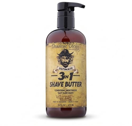 DeadeyeDick's 3-in-1 Shave Butter | Natural Shave Cream for Face, Head & Body | Gentle, Non-Irritating Formula for All Skin Types | 16 FL OZ