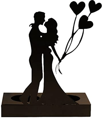 Marooma Järnljusstake Svart Ljus Ljus Skålhållare Ljusfat Metall Ljusstake Jubileumsprydnad Romantisk Järn Ljusstake Ornament Idealisk för Bröllopsfest Minnesdagen(ballonger)