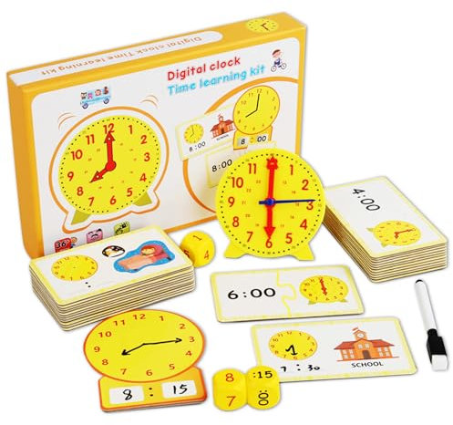 Fullware Lernuhr Kinder 1. 2. Klasse DREI Spielweisen 24 Fragekarten Lernspiele Kinder ab 6 7 8 9 Jahre Grundschule Schulbedarf Knobelspiele Förderspiele, Geschenke zur Einschulung Junge Mädchen